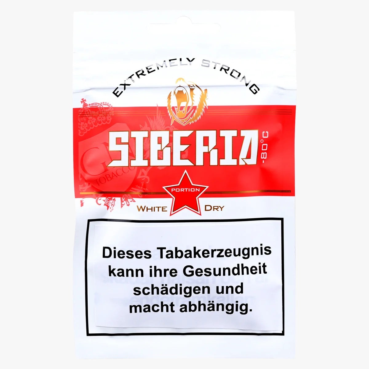 Softpack Siberia 80° Red Extremely Strong White Dry Kautabak mit 43mg/g