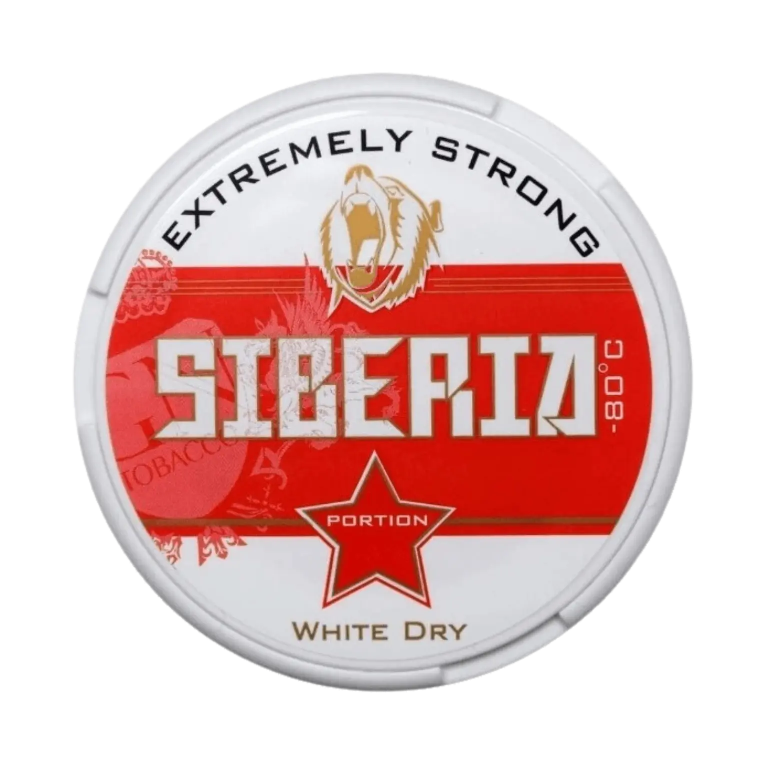Dose Siberia 80° Red Extremely Strong White Dry Kautabak mit 43mg/g Nikotin