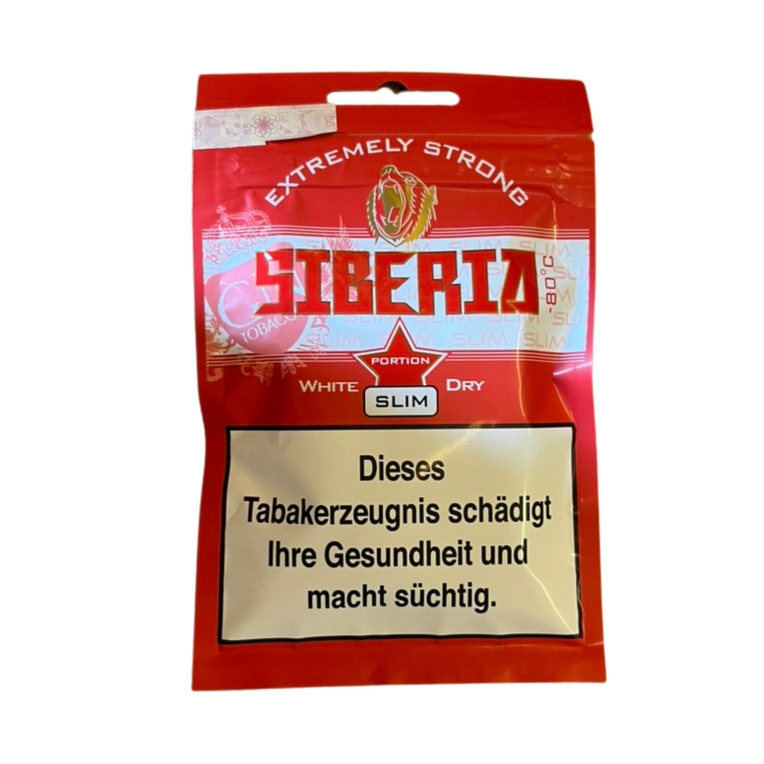 Softpack Siberia 80° Red Slim Extremely Strong White Dry Kautabak mit 43mg/g