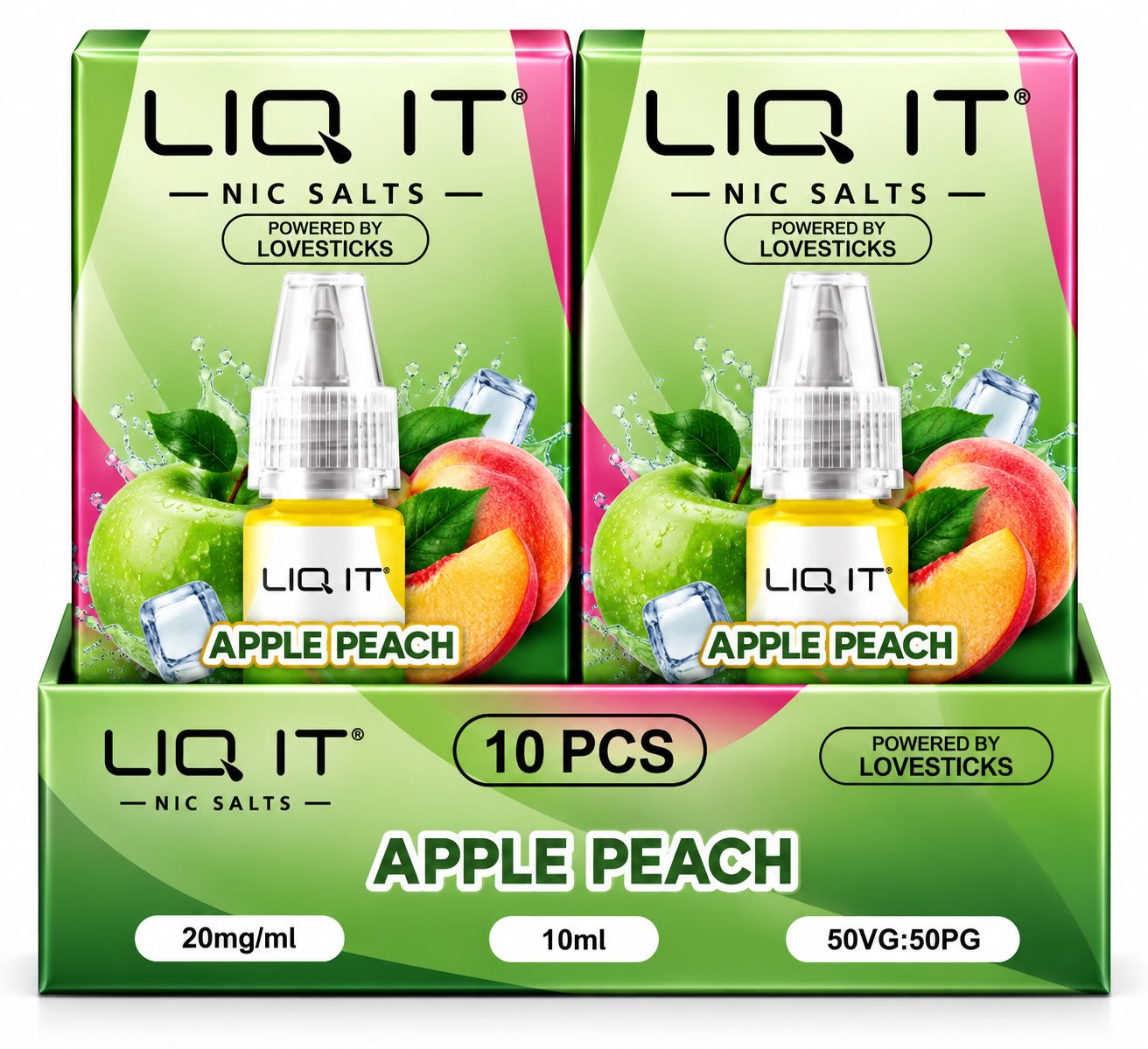Verpackung LIQ IT Liquid Apple Peach – 10ml / 20mg (10er Pack)
