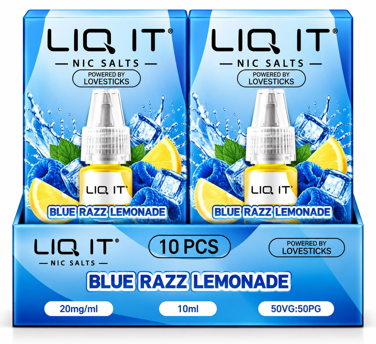 Verpackung LIQ IT Liquid Blue Razz Lemonade – 10ml / 20mg (10er Pack)