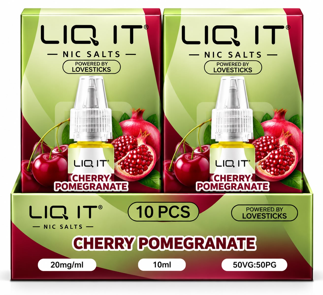 Verpackung LIQ IT Liquid Cherry Pomegranate – 10ml / 20mg (10er Pack)