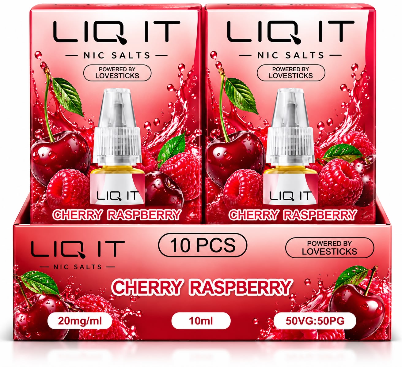 Verpackung LIQ IT Liquid Cherry Raspberry – 10ml / 20mg (10er Pack)