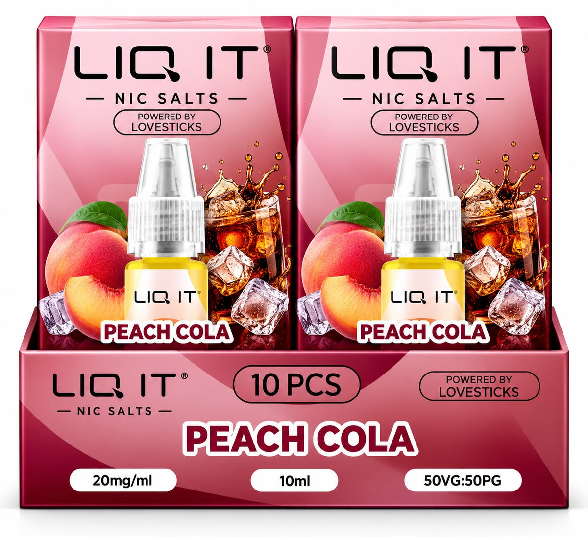 Verpackung LIQ IT Liquid Peach Cola – 10ml / 20mg (10er Pack)