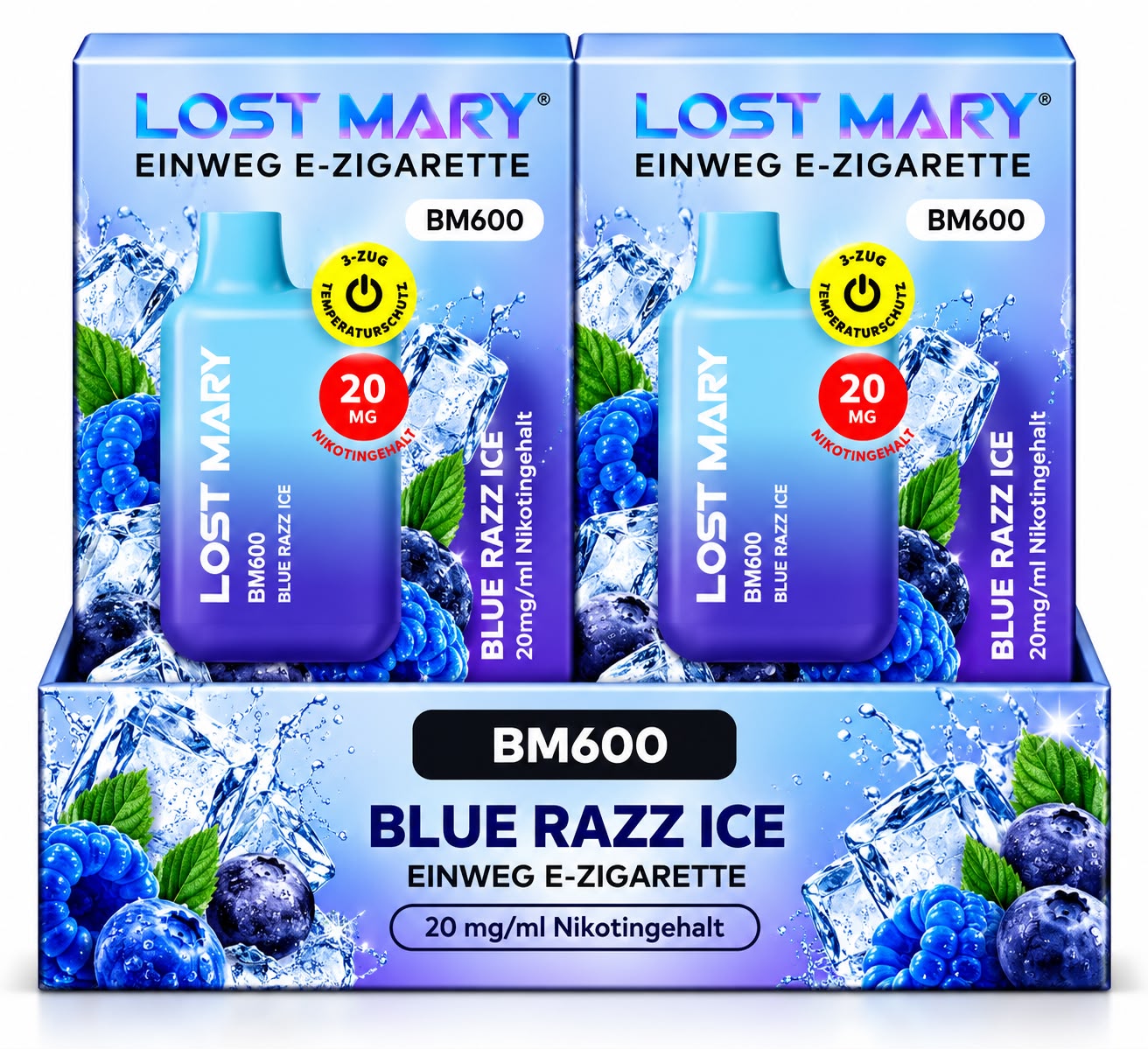 Verpackung Lost Mary BM600 – Blue Razz Ice (10er Pack)