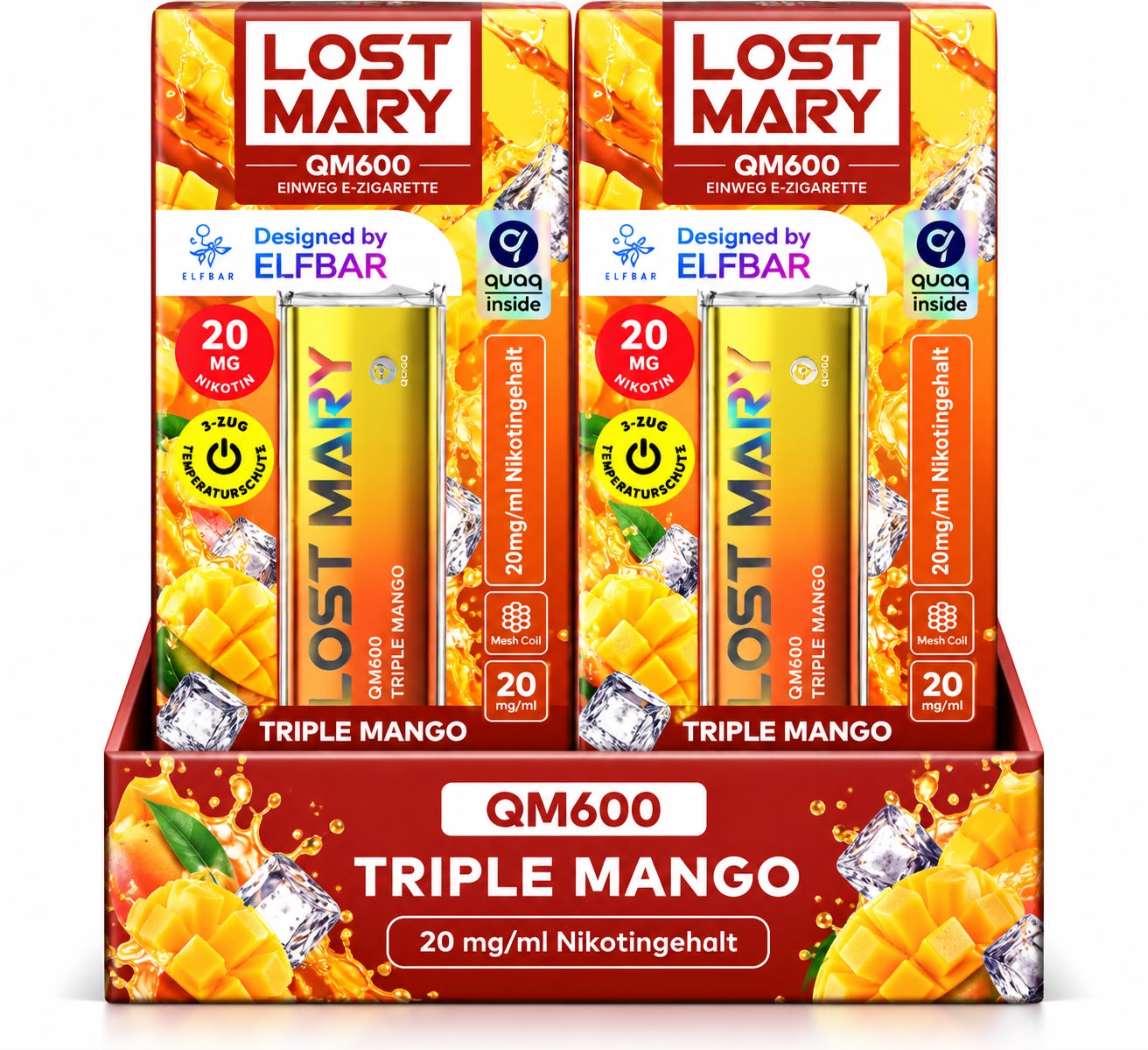 Verpackung Lost Mary QM600 – Triple Mango (10er Pack)