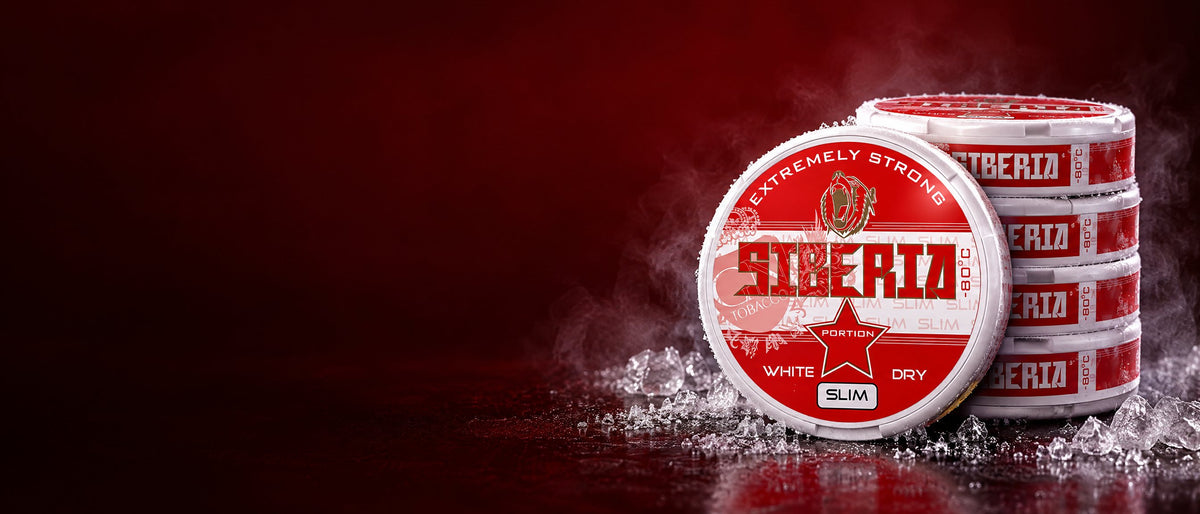 Siberia 80° Kautabak Red White Dry Slim – gestapelte Dosen auf Eis