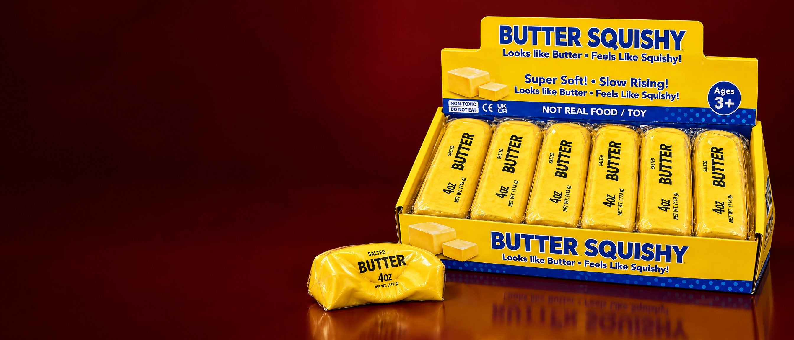 Butter Squishy Display mit 12 Squishies