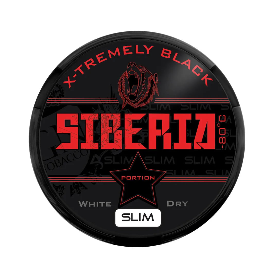 Dose Siberia 80° Extremely Black White Dry Slim Kautabak mit 43mg/g Nikotin