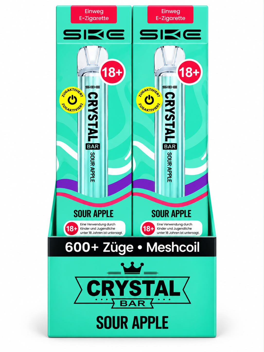 Verpackung SKE Crystal Bar – Sour Apple (10er Pack)