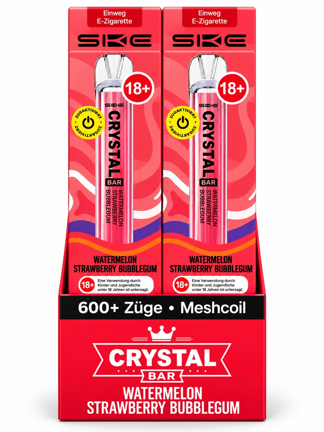 Verpackung SKE Crystal Bar – Watermelon Strawberry Bubblegum (10er Pack)