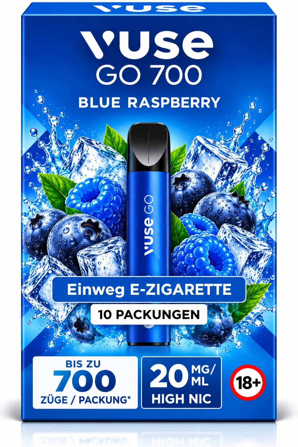 Verpackung Vuse GO 700 – Blue Raspberry (10er Pack)