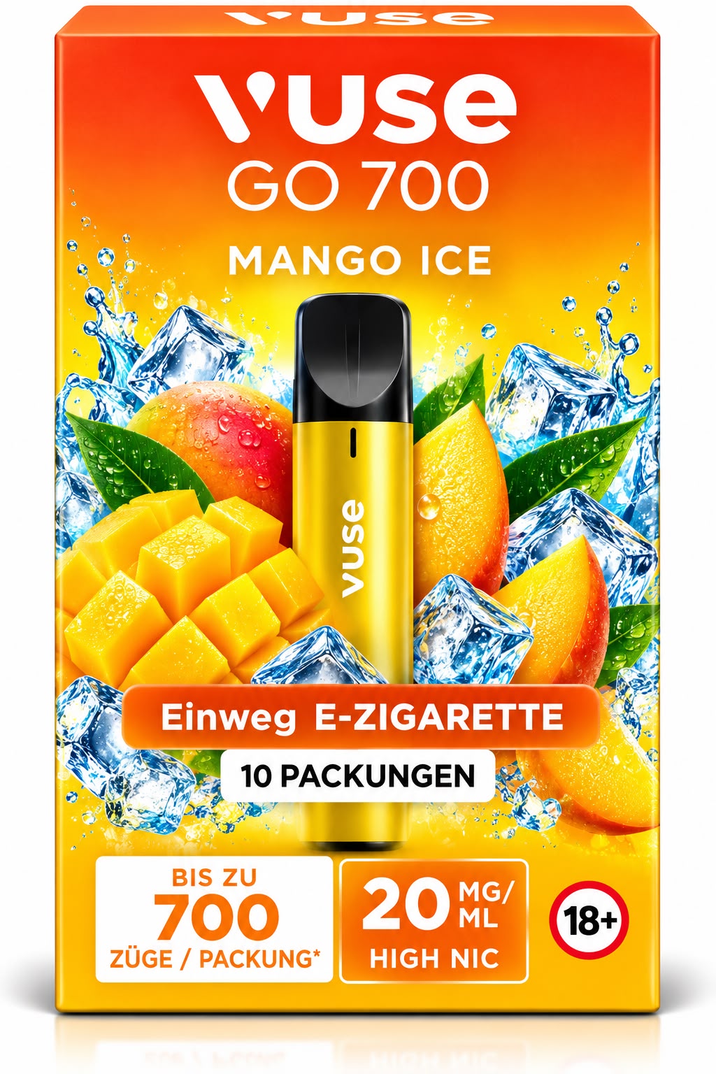 Verpackung Vuse GO 700 – Mango Ice (10er Pack)