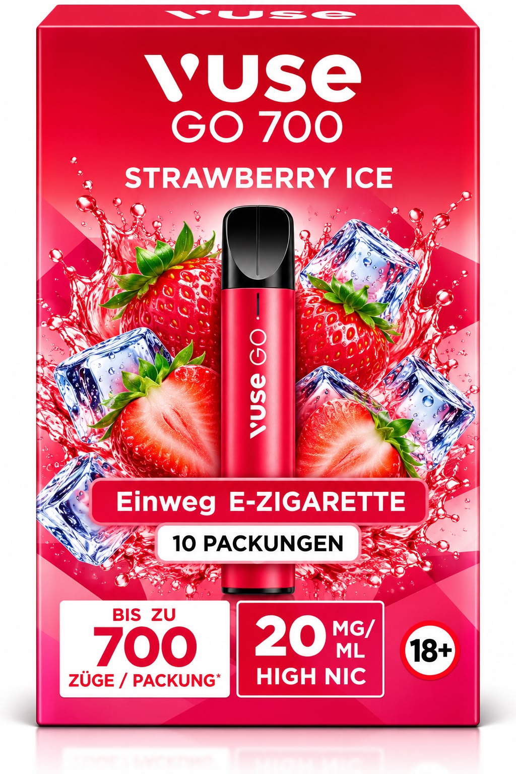 Verpackung Vuse GO 700 – Strawberry Ice (10er Pack)