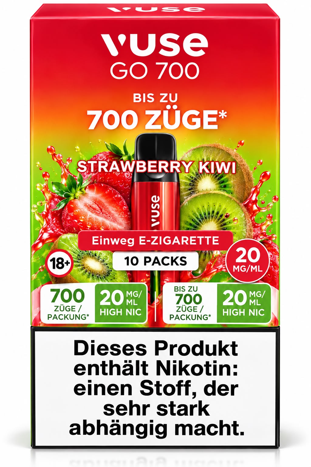 Verpackung Vuse GO 700 – Strawberry Kiwi (10er Pack)
