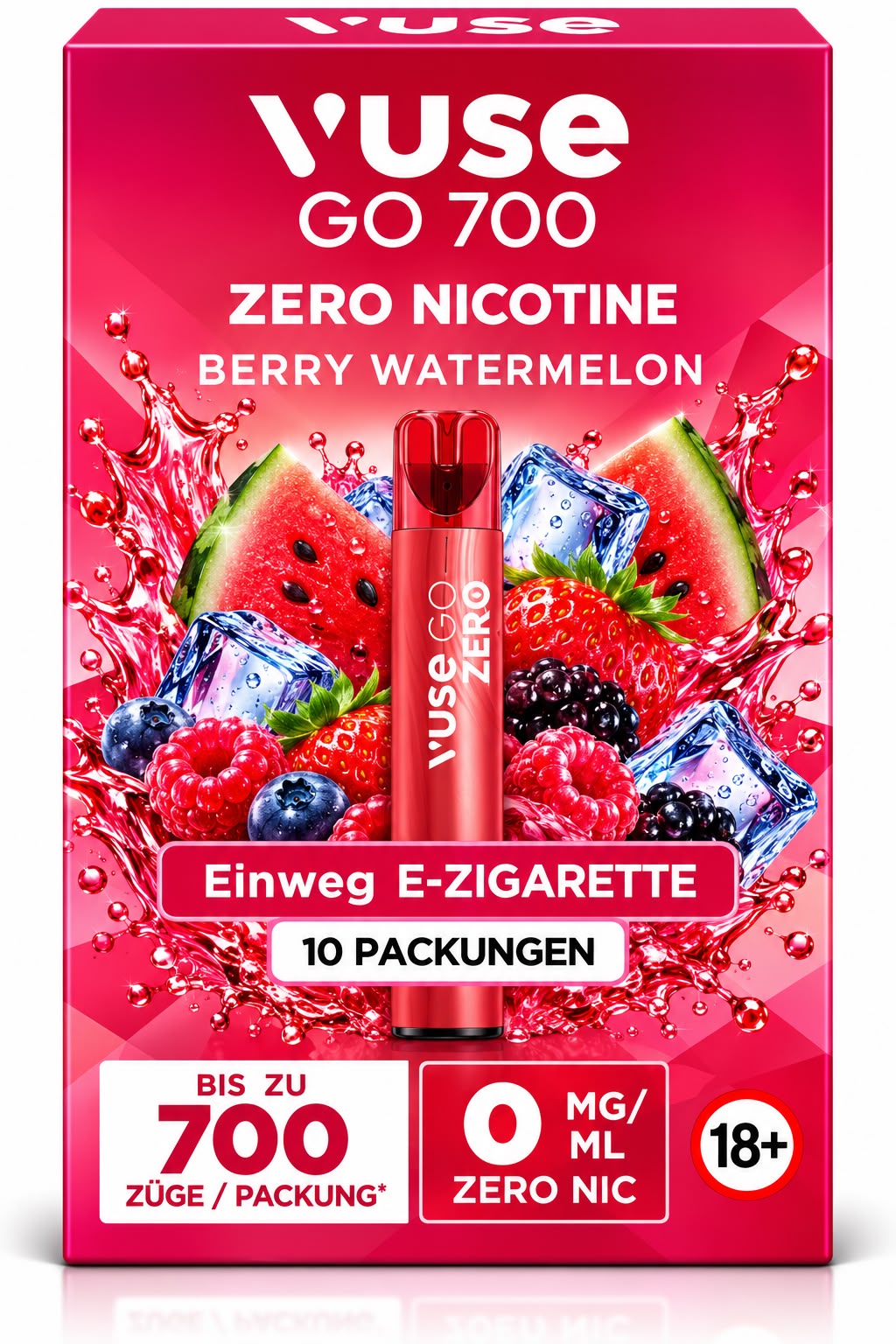 Verpackung Vuse GO 700 Zero Nicotine – Berry Watermelon (10er Pack)