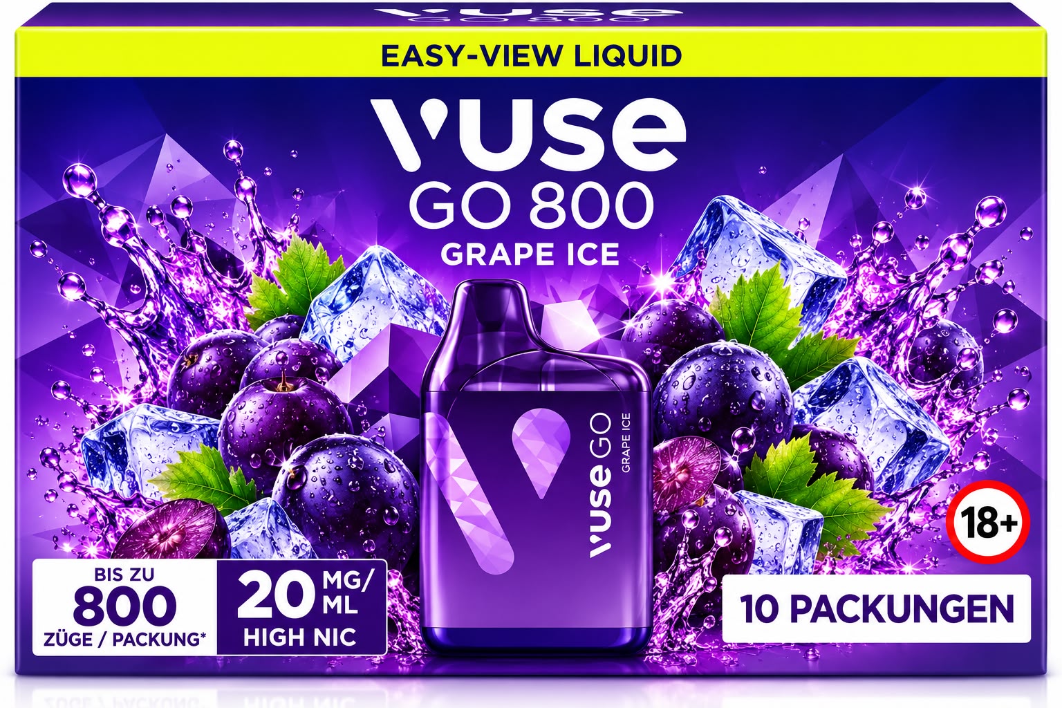 Verpackung Vuse GO 800 – Grape Ice (10er Pack)