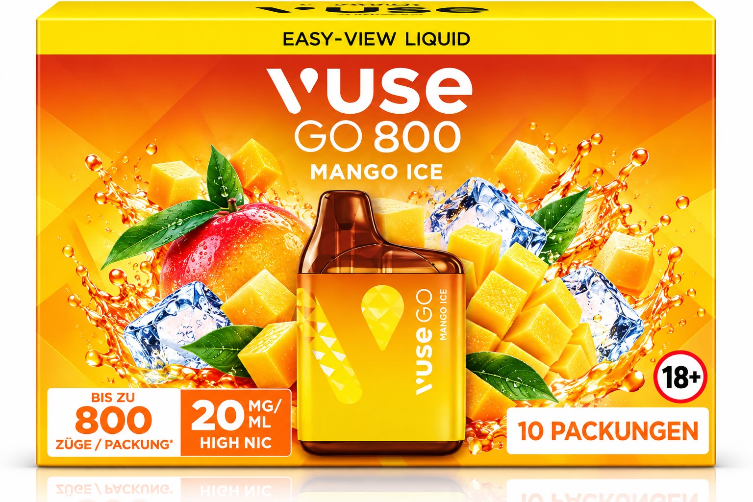 Verpackung Vuse GO 800 – Mango Ice (10er Pack)