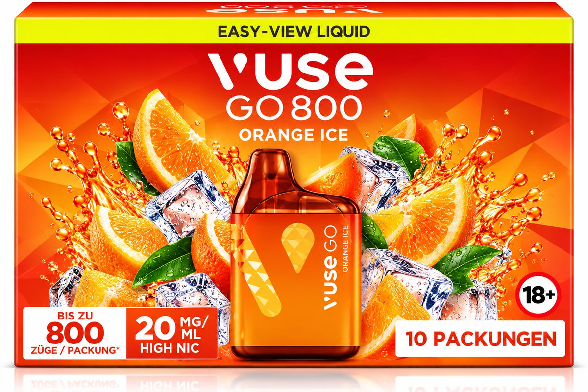 Verpackung Vuse GO 800 – Orange Ice (10er Pack)